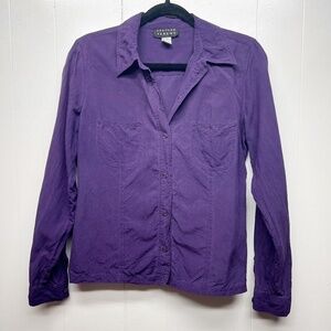 Spenser Jeremy 100% Silk Button Down Long Sleeve Purple Shirt Women's Size Small